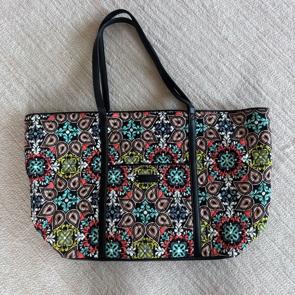 Vera Bradley Sierra Trimmed Vera Traveler Tote Bag